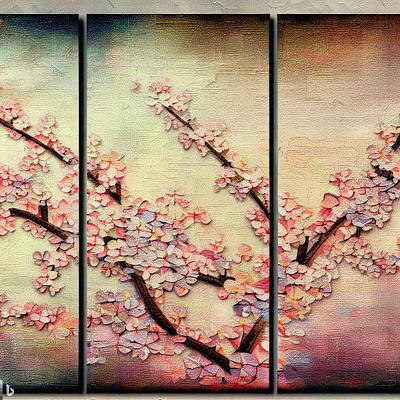 Wall Art - 3 panel Cherry Blossoms blossom flower wall art