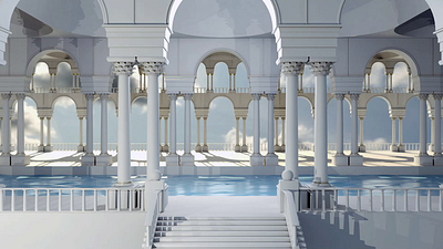 Architecture_swimming_pool 3d animation design illustration