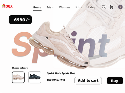Apex Sprint sports shoe homepage concept design. app branding design graphic design hoepage design homepage illustration landing page logo sports shoe typography ui ux vector