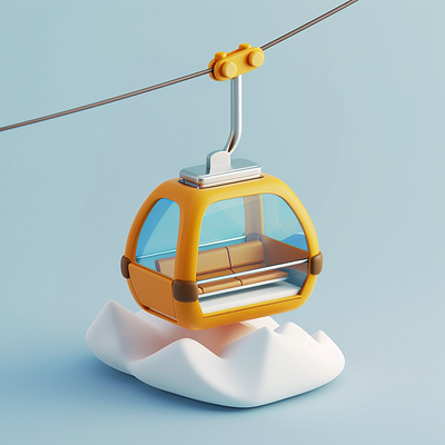 Ski gondola 3d gondola isometric minimal ski