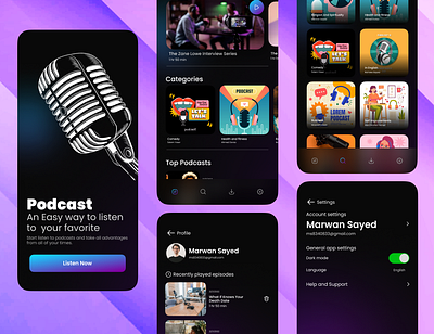 Podcast Mobile app apps creative design design podcast app podcast mobila app ui ui mobile app ui ux uiux ux