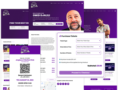 Jongleurs New Website Design & Build entertainment website stripe ui ux design web app web design