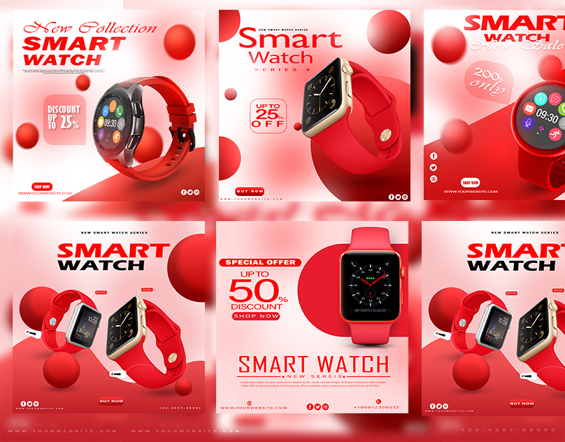 Smart Watch Advertising Design ad design adobe photoshop advertising banner design branding business flyer e commerce graphic design photoshop smart watch social media post design watch post design