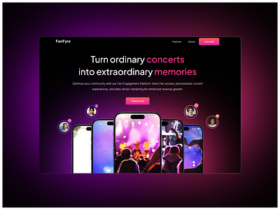 Boosting Concert Experiences - Landing Page & NO-CODE app design product design ui ux