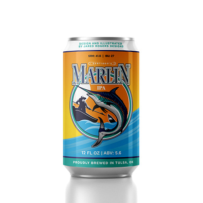 Santiago's Marlin IPA Concept Design beer branding design graphic design illustration illustrator ipa label marlin old man sea vector