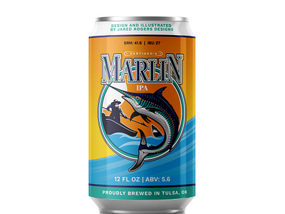 Santiago's Marlin IPA Concept Design beer branding design graphic design illustration illustrator ipa label marlin old man sea vector