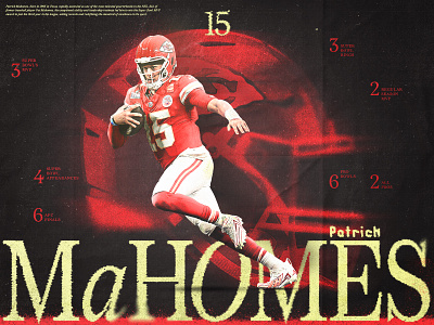 Pat Mahomes big numbers achievements big numbers black design football graphic design grunge infographic noise poster sport poster super bowl