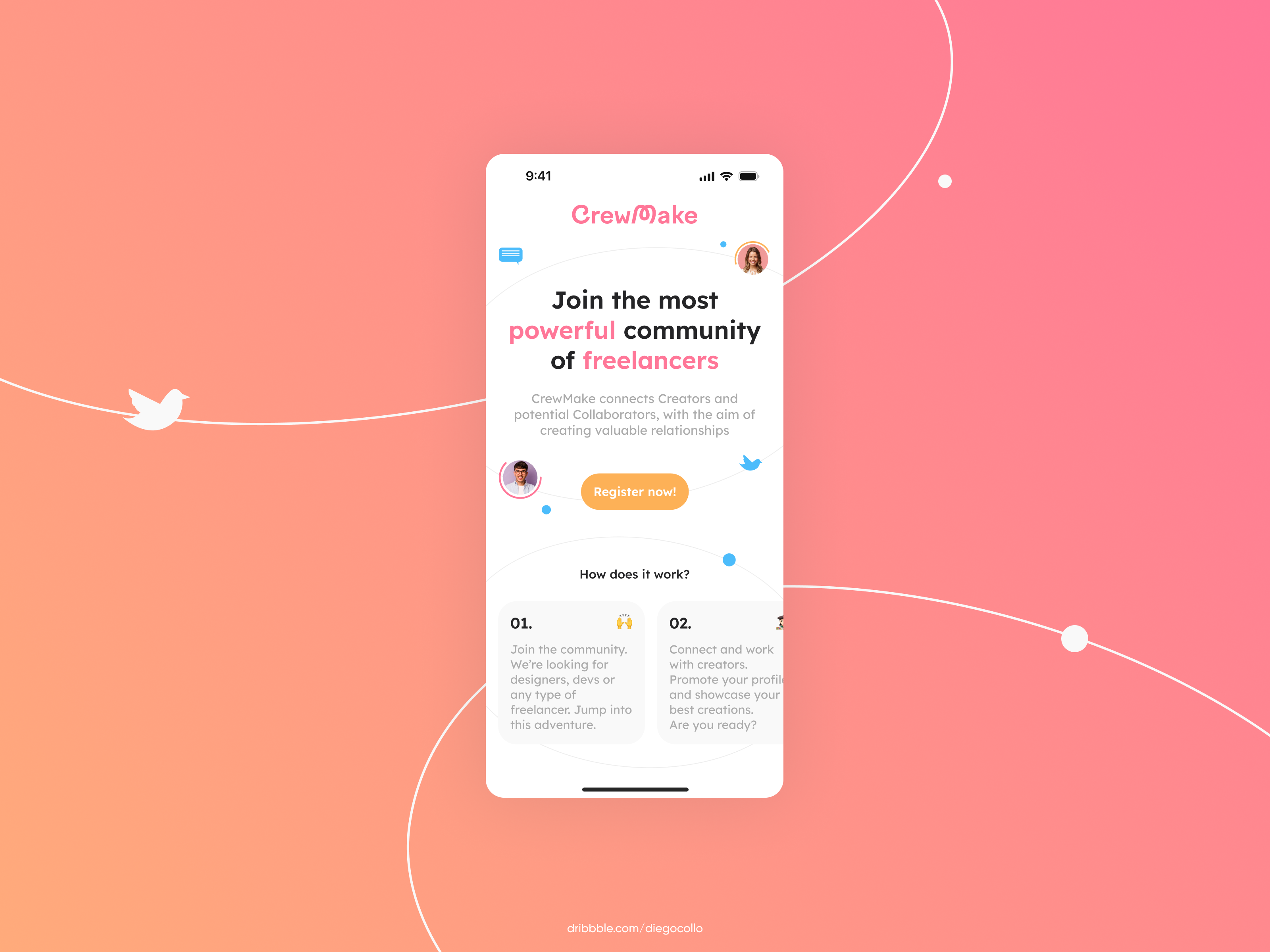 Homepage // CrewMake app artists branding components creators crewmake design designers figma graphic design illustrations images logo people project ui ux web website work