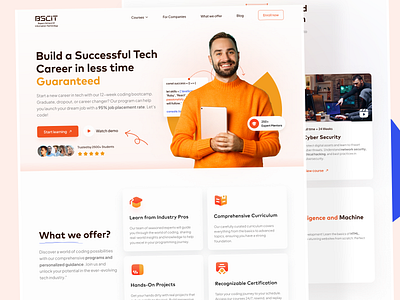 bscit.eu - Landing page UI Design branding bscit design e learning home page design landing page logo minimalist ui ui design ux design web header website
