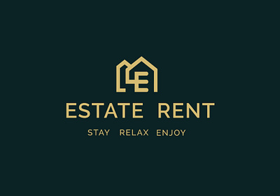 ESTATE RENT Logo Design 3d logo adobe illustrator artist branding dark golden graphic design green logo artist logo design luxury logo minimal logo real estate logo unique