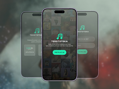 "Tekstoteka" - app for a lyrics branding design logo mobile modern simple ui ux