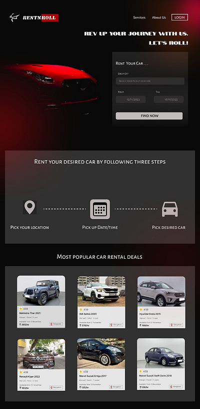 Car Rental Service UI/UX Design carrental cars ui