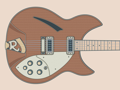 Rickenbacker 330W Walnut affinity designer art electric guitar guitar guitar art guitar illustration guitarist illustration music musical instrument musician retro rickenbacker rickenbacker 330 rickenbacker guitar vector vector art vector illustration walnut