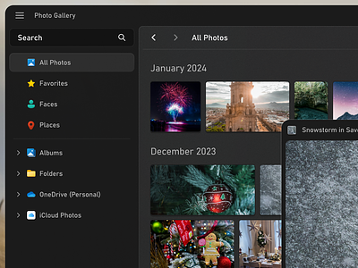 Photo Gallery app concept fluent ui microsoft software theme ui uwp ux windows