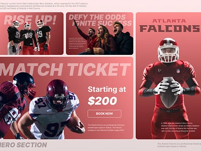 Sports Website hero section UIUX athletics atlanta falcons betting champioship hero section landing page minimal national football league nfl personal coach sports landign page sports services sports website tennis lessons tournament ui ux