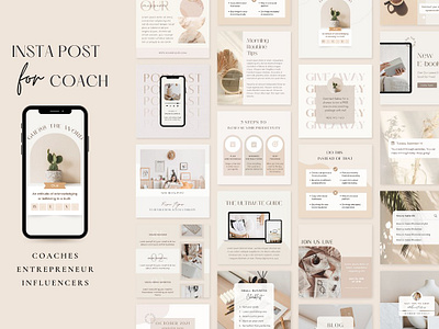 Coach Instagram Post Template blogger canva blogger instagram branding kit canva template coach instagram coach instagram post template coach templates editable canva esthetician feed esthetician insta instagram story instagram templates neautral instagram social media boost