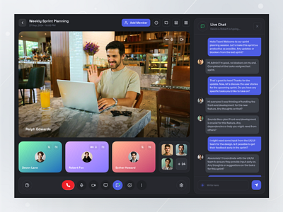 Video Conference Applications UI Design Concept application apps best call conference dark mode design hire light mode meeting minimal online ui ux vibrant video web zoom