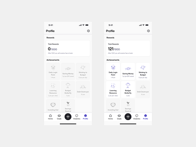 Wallet: Profile Screens achivements ai app app design balance bank cards design duolingo finanace fintech gamification management mobile navbar navigation profile ui user profile ux