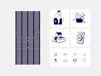 Wallet: Grids and Illustrations app app design assets branding design fintech free gamification grids icons illustration layout mobile mobile app paid structure tech ui ux walllet