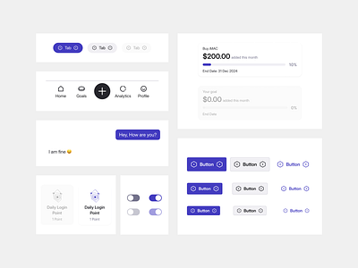 Wallet: Design System achivements atomic design buttons cards chats components design design system gamification messages mobile navbar navigation product design progress bar radio buttons style guide tabs ui ux