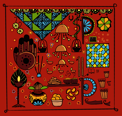 Festivities Around branding chai colorful culture design diwali festival freehand holy illustration indian festival lights pooja procreate rangoli ui visual