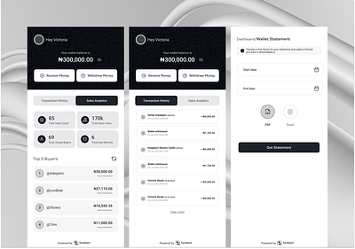 Vendor Wallet Screens app design fintech app mobile design ui