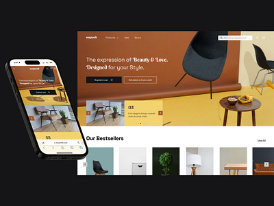 Online Furniture Website Landing Page clean ui design landing page minimal modern online furniture store ui ux ux design uxui design visual design web design website