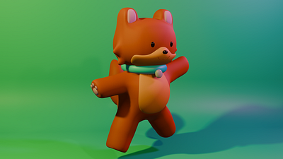 Orange cat jumping 3d blender character graphic design