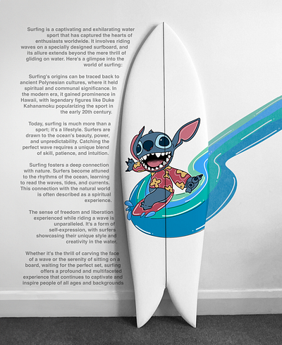 Surfing Stitch adobe adobe photoshop disney graphic design ill illustration lilo and stitch procreate