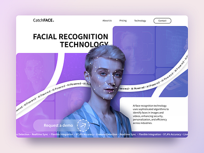 AI-Powered Facial Recognition System 3d ai ai web bento concept daily design dribbble face recognition face tracking gradient graphic design hero inspiration landing page modern neon ui user interface web design