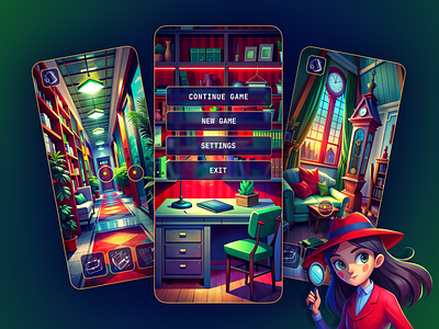 Detective game app consept design figma game gamedesign mobile ui