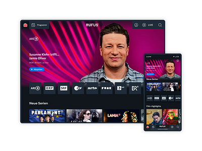 RUFUS' Rundfunkservice app media movies netflix series tv ui ux webdesign