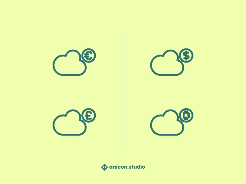 Cloud Currency Icons anicon animated logo business cloud crypto currency design graphic design icon illustration json lottie money motion graphics ui