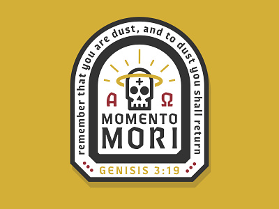 Momento Mori Catholic Sticker alpha badge catholic cross death design dust faith genesis graphic design illustration jesus momento mori omega saint skull