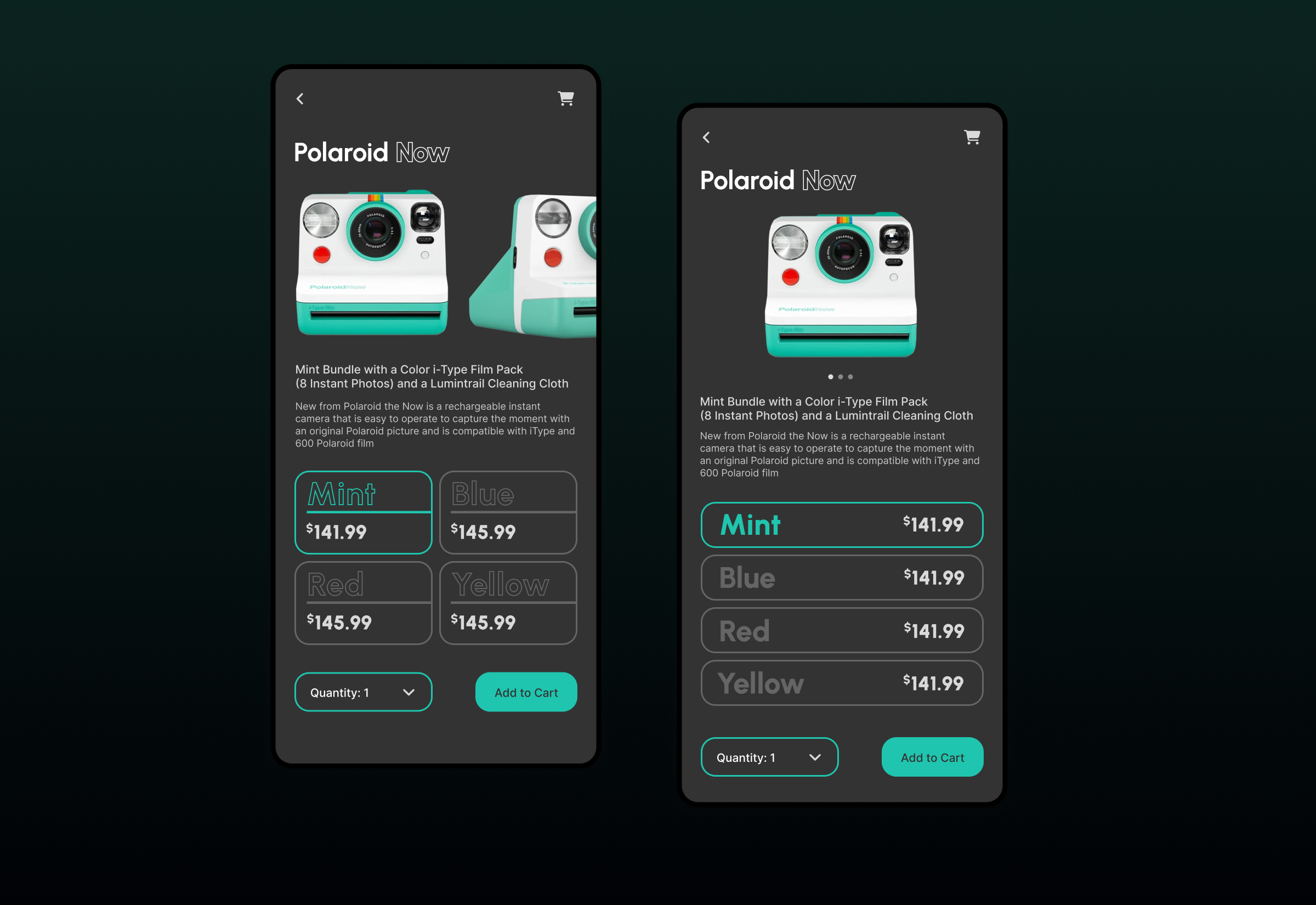 Shift Nudge - Alignment Homework add to cart alignment camera cart checkout color picker digital art layout left aligment polaroid product design quantity scanability shift nudge shift nudge homework ui ux