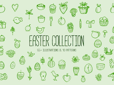 Easter Illustrations and Patterns Collection branding design easter egg elements futuristic geometric graphic design illustration ink nature objects pattern poster spring ui