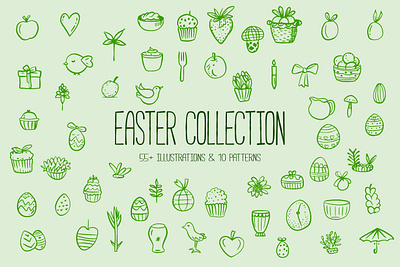 Easter Illustrations and Patterns Collection branding design easter egg elements futuristic geometric graphic design illustration ink nature objects pattern poster spring ui