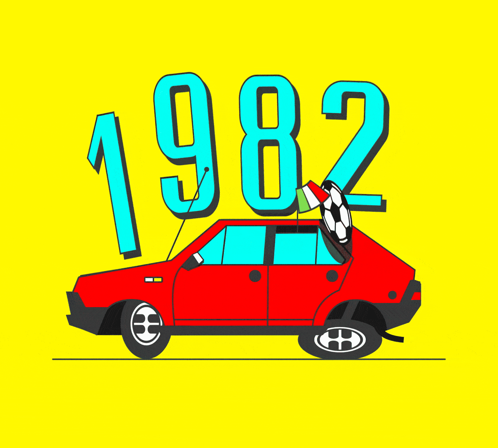 1982 🇮🇹 after effects aftereffects animation bounce car cartoon character animation character design filippo marchetti italian italy logo animation motion design motion graphics orange wedge orangewedge red rubberhose saturated squash stretch