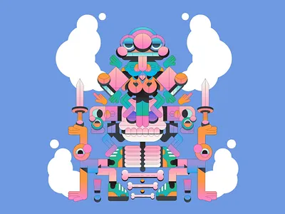 Tear Factory: Vector Animation (DEFACED Studio) 2d animation after effects animation colorful defaced factory illustration minimal motion design motion graphics skull and bones vector