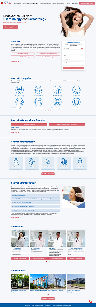SPARSH Hospital - Cosmetology and Dermatology Landing Page custom php template design php custom template ui