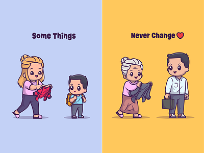 Some things...never change❤️ character cute family icon illustration jacket kids logo love man mother motherhood old quotes relationship son woman working