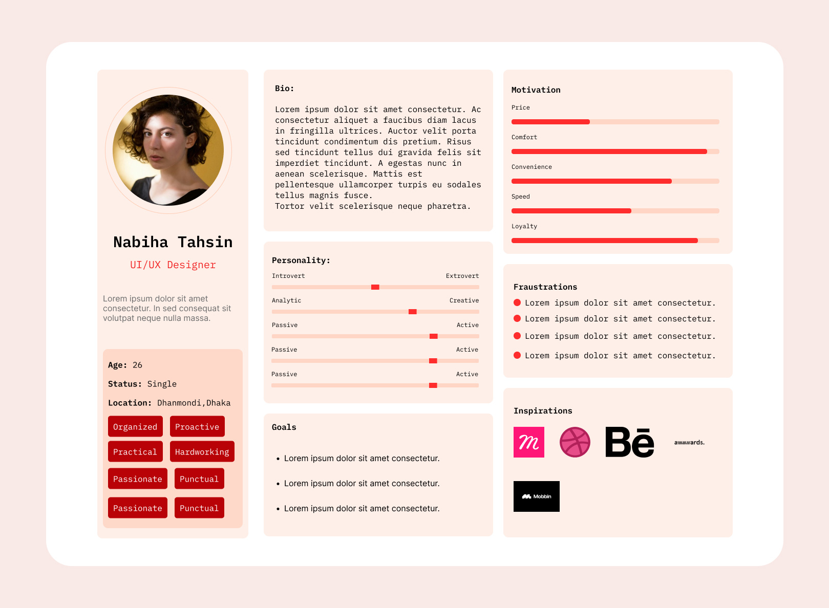 User Persona by Nabiha Tahsin on Dribbble