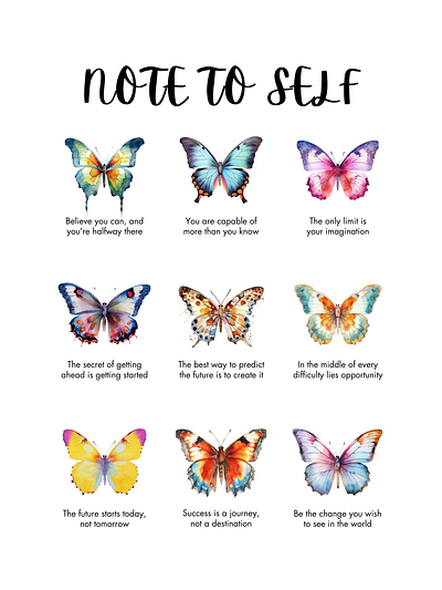 Watercolor butterflies with inspiring quotes poster art butterfly decor design graphic design poster wallart watercolor