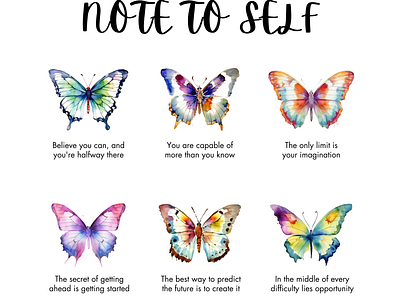 Watercolor butterflies with inspiring quotes poster art butterfly decor poster wallart watercolor