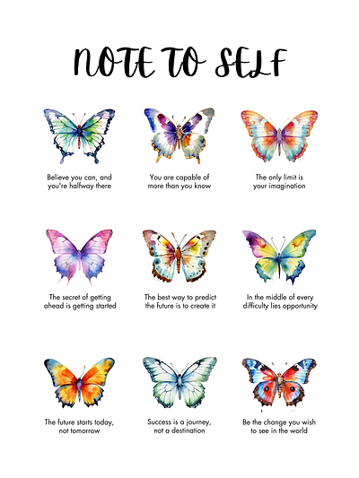 Watercolor butterflies with inspiring quotes poster art butterfly decor poster wallart watercolor