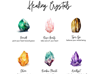 Healing Crystals Poster art crystal decor gem poster stone wallart