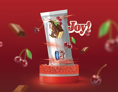 Sirang / Joy branding cake cherry cocoa graphic design identity label marketing packging photomomtage poster spong layer