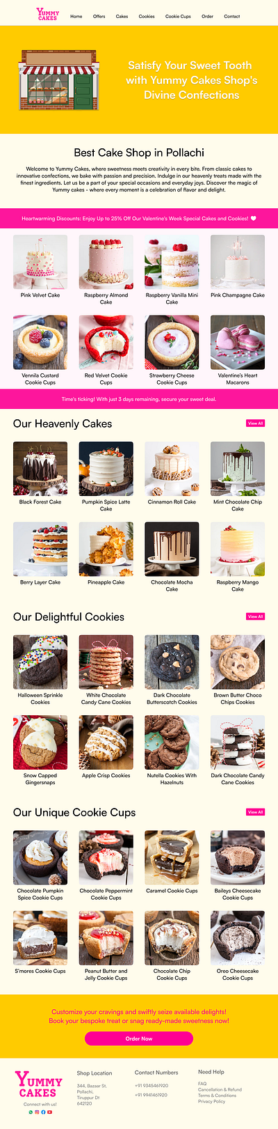 Website for Cake Shop branding colourtheory designexploration figma typography uidesign uiuxdesign uxdesign webdesign webpagedesign website websitedesign