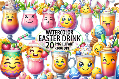 Watercolor Easter Drink Clipart Bundle simplicity