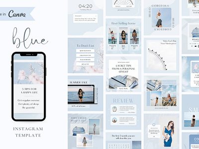 Blue Instagram Post Template aesthetic feed blogger instagram blue instagram post template blue template branding kit canva template ig posts instagram feed instagram influencer instagram post instagram story instagram templates minimalist instagram post template